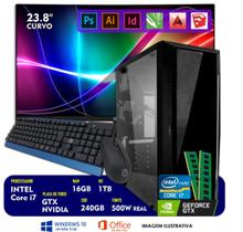 Computador Designer I7 6ª 16g Ddr4 Ssd 240g Hd 1tb tela 23.8