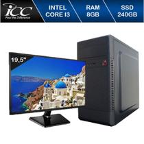 Computador Desktop ICC IV2387SM19 Intel Core I3 3.20 ghz 8gb HD 240GB SSD Monitor LED 19,5