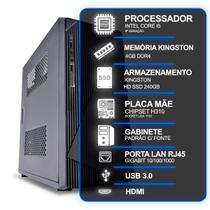 Computador Desktop, Intel Core I5 9ª Geração, 4GB RAM KINGSTON, SSD KINGSTON 240GB, Conexões USB/VGA/HDMI/LAN/SOM