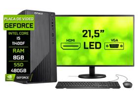 Computador Fácil Completo i5 11400f 8GB DDR4 SSD 480GB Monitor 21" HDMI LED Teclado e Mouse - Fácil Computadores