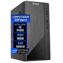 Computador Fácil Intel Core i5 11400 (11ª Geração) 16GB DDR4 SSD 960GB