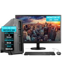 Computador Fácil Slim Completo Intel Core i3 10100F (Décima Geração) 8GB DDR4 SSD 960GB Monitor 19" HDMI LED