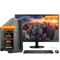 Computador Fácil Slim Completo Intel Core i5 10400f (Décima Geração) 8GB DDR4 3000MHz SSD 240GB Monitor 19" HDMI LED