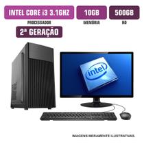 Computador Flex Computer Intel Core I3-2100 10GB HD 500Gb Com Kit Monitor 19" Windows 10