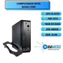 Computador gabinete slim preto, core i5-3470, 16gb de ram, ssd 480gb sata, windows 10 pro