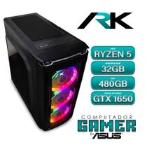 Computador Gamer AMD Ryzen 5 1600 By Asus 32GB SSD 480GB Vídeo GTX 1650 4GB Windows 10 - ARK