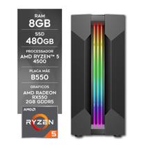 Computador Gamer AMD Ryzen 5 4500 8GB SSD 480GB Radeon RX 550 CertoX Stream 1033