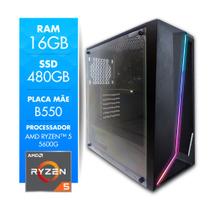 Computador Gamer AMD Ryzen 5 5600G 16GB SSD 480GB Radeon Vega 7 CertoX Stream 1042