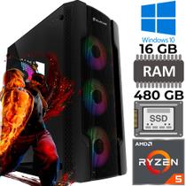 Computador Gamer AMD Ryzen 5-5600GT, Radeon Vega 7, SSD 480GB, RAM 16GB 3200MHz, DDR4, Fonte 500W, Windows - SobralTech