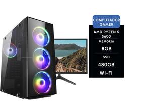 Computador gamer brx amd ryzen 5 5600g 8gb ssd 480gb + monitor 24 + wi fi