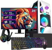 Computador Gamer Completo Branco Intel Core i5 16GB SSD 480GB RX580 16GB 256Bits Headset Monitor 24