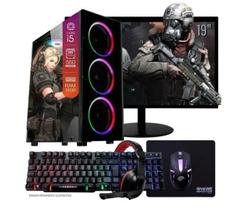 Computador Gamer Completo Intel Core i5 SSD 480GB 16GB Teclado Mouse Mouse Pad e Headset Gamer Monitor 20 Windows 10 Pro