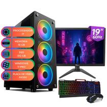 Computador Gamer Completo MultiPc UP Starter Max I7 Memória 16GB SSD 512 GB RX550 Kit Teclado Mouse Monitor 19" Win11Pro