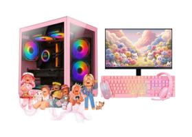 Computador Gamer Completo Rosa Teclado Mouse Headset Estudos Jogos Trabalho Escolares Computador Gamer Completo Rosa Teclado Mouse Headset Estudos Jogos Trabalho Escolares