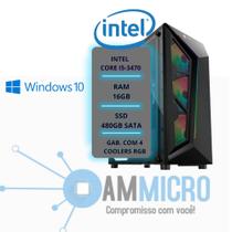 Computador gamer core i5-3470 quad-core - 16gb de ram - ssd 480gb - gabinete com 4 coolers rgb