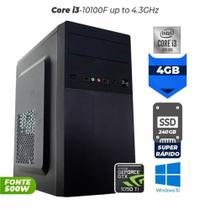 Computador Gamer Elo Intel Core i3-10100F Up to 4,3Ghz Cache 6MB Memória 4GB Ram Hd SSD 240GB Geforce GTX 1050Ti 4GB Fonte 500W