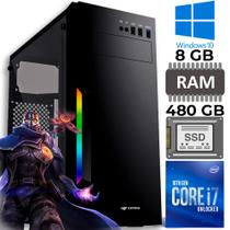 Computador Gamer i7-10700, Placa Mãe H470M, RAM 8GB, SSD WD 480GB, Fonte ATX 250W, Gab MT-G210BK, Windows