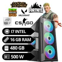 Computador Gamer Intel Core I7 16gb Ssd 480 Gb 500 W Gamer Rgb W10 Pro Vga 2 Gb