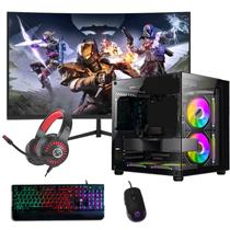 Computador Gamer Intel Core i9 11ª Geração 32gb Ram Ssd 960gb Rtx 2060 Tela 23" Curva Aquário RGB - Preto