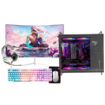 Computador Gamer Intel i9 11ª 32gb Ram, Ssd 1tb, Rtx 2060 6gb, Monitor 23" Curvo Branco, Gabinete Tiny Pro Cinza