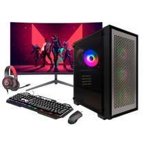 Computador Gamer Intel i9 11ª 32gb Ram, Ssd 2tb, Rtx 5060 8gb, Monitor 23" Curvo Branco, Gabinete X-frame Cinza
