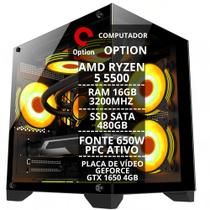 Computador Gamer Opt Ryzen 5 5500 16gb Ssd 1tb Gtx 1650 4gb - Option Soluções
