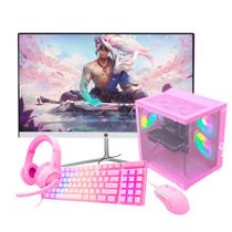 Computador Gamer Rosa i7 16gb Ram 512gb Nvme Rx 560 Gabinete com fans Rgb