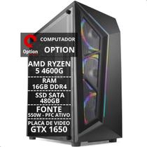 Computador Gamer Ryzen 5 4600G SSD 480GB 16GB DDR4 500W GTX 1650 - Option Soluções
