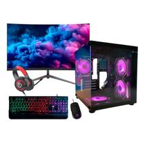 Computador Gamer Ryzen 7 5700G 16gb DDR4 1Tb Nvme Monitor 23 Curvo Gabinete Aquário Preto