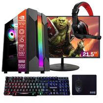 Computador Gamer TOB Core i5 SSD 240GB 16GB VGA GT730 4GB Windows 10 Pro Trial + Teclado/Mouse + Mouse Pad + Headset + Monitor 21.5