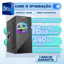 Computador Home Core i5 10400, 16GB DDR4, SSD 240GB, Fonte 500w Real, Windows 10 Pro Trial - iNTEL