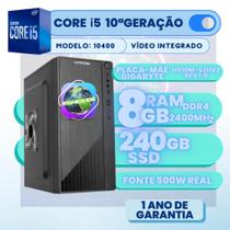 Computador Home Core i5 10400, 8GB DDR4, SSD 240GB, Fonte 500w Real, Windows 10 Pro Trial - iNTEL