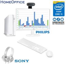 Computador Home Office Branco Completo Intel Core i5 8GB HD 1TB Monitor 21.5" HDMI Full HD Wifi EasyPC