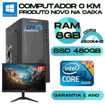 Computador i3, 8GB, SSD 480GB, Monitor 19' VXPro, Windows 10 Pro Trial.