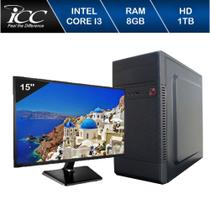 Computador ICC IV2382SWM15 Intel Core I3 3.20Ghz 8GB HD 1TB HDMI FULL HD Monitor LED Windows 10