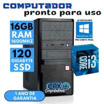 Computador Intel Core i3 4150, 16GB RAM, SSD 120GB, Windows 10 Pro trial.