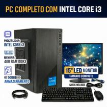 Computador Intel Core I3 Completo 4GB Memória HD 500 Monitor Kit Computador Intel Core I3 Completo 4GB Memória HD 500 Monitor Kit