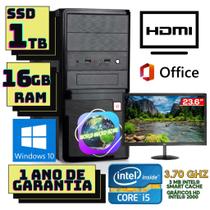 Computador Intel Core i5 2500, 16GB, SSD 1TB, Monitor VXPro 23'6 LED Windows 10, preto.