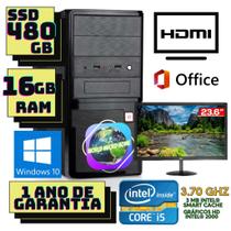 Computador Intel Core i5 2500, 16GB, SSD 480GB, Monitor VXPro 23'6 LED Windows 10, preto. - World Micro Home