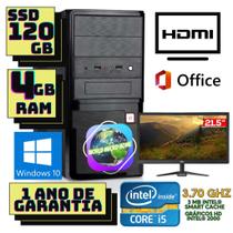 Computador Intel Core i5 2500, 4GB, SSD 120GB, Monitor VXPro 21'5 LED Windows 10, preto. - World Micro Home