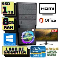 Computador Intel Core i5 2500, 8GB, SSD 1TB, Monitor VXPro 21'5 LED Windows 10, preto.