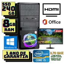 Computador Intel Core i5 2500, 8GB, SSD 240GB, Monitor VXPro 23'6 LED Windows 10, preto.