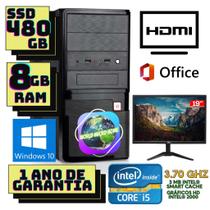 Computador Intel Core i5 2500, 8GB, SSD 480GB, Monitor VXPro 19' LED Windows 10, preto. - World Micro Home