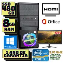 Computador Intel Core i5 2500, 8GB, SSD 480GB, Monitor VXPro 21'5 LED Windows 10, preto. - World Micro Home