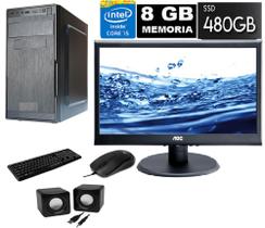 Computador Intel core i5 8gb SSD 480gb Monitor 19 Polegada + Kit - Xtech