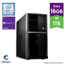 Computador Intel Core i7 8 Geração 16GB HD 1TB Windows 10 PRO Certo PC Desempenho 1003