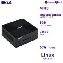 Computador MINI3 Dual Core Celeron N4020 1.10GHZ Memória 8GB DDR4 SSD 256GB