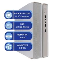 Computador MultiPC Slim Branco Intel i5 8ª Geração 16GB RAM SSD 512GB Nvme Windows 11 Pro Potente