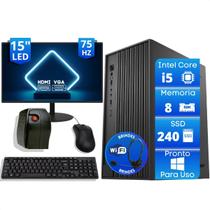 Computador Office Completo Intel Core I5 8Gb SSD 120Gb Monitor 15 Estabilizador e Fone Headset