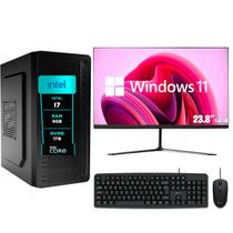 Computador Pc Completo eFacini, Intel Core i7, 8GB, Windows 11 Pro, Monitor 24 Polegadas, Ssd NVME